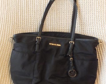 Designer Diaper Bag in Black and Gold Large Pocket Bag
