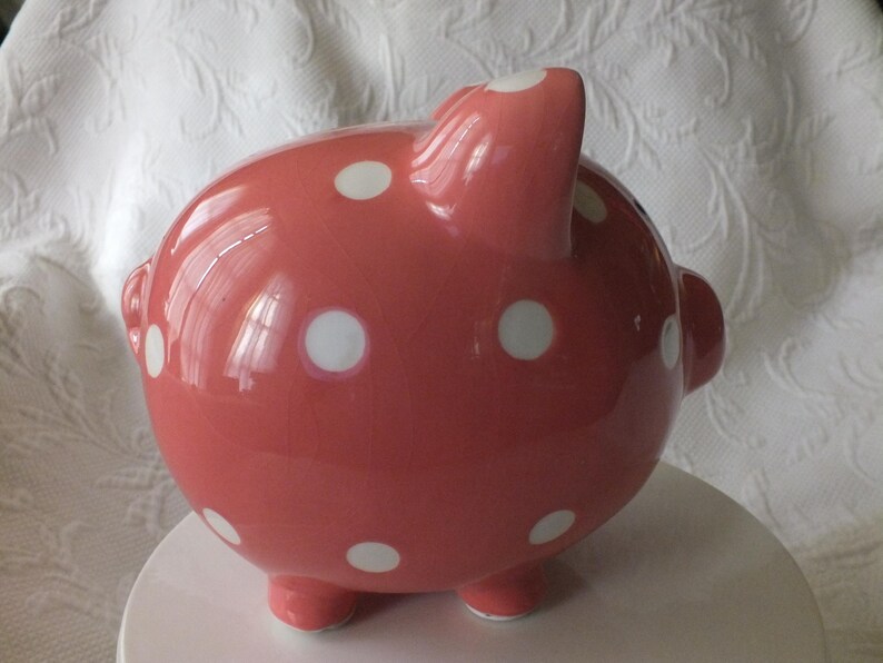Cute Pink Piggy Bank in White Polka Dots - Etsy