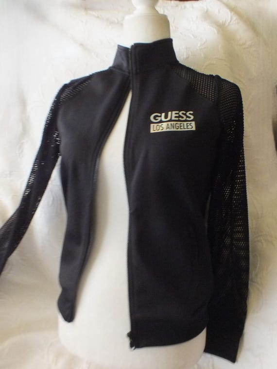 Black Guess Jacket with Fish Net Like Sleeves Siz… - image 3