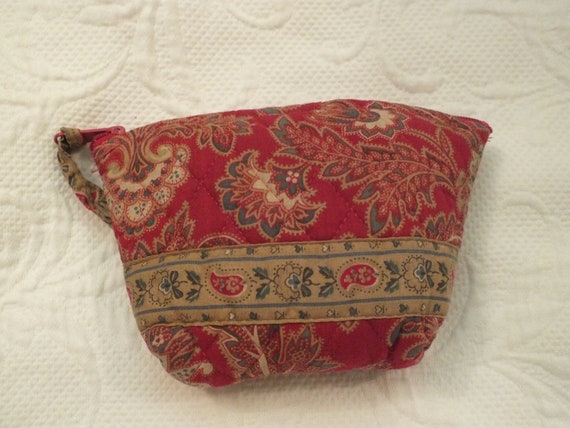 Vintage Red Floral Vera Bradley Makeup Bag/ Coin … - image 2