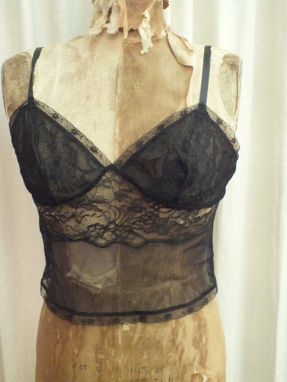 Vintage Black Lace Camisole Victoria's Secret Sz … - image 1