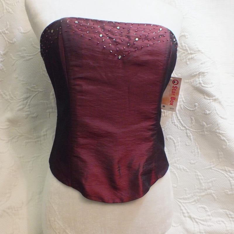 Embroidered Sequin Strapless Tube Top