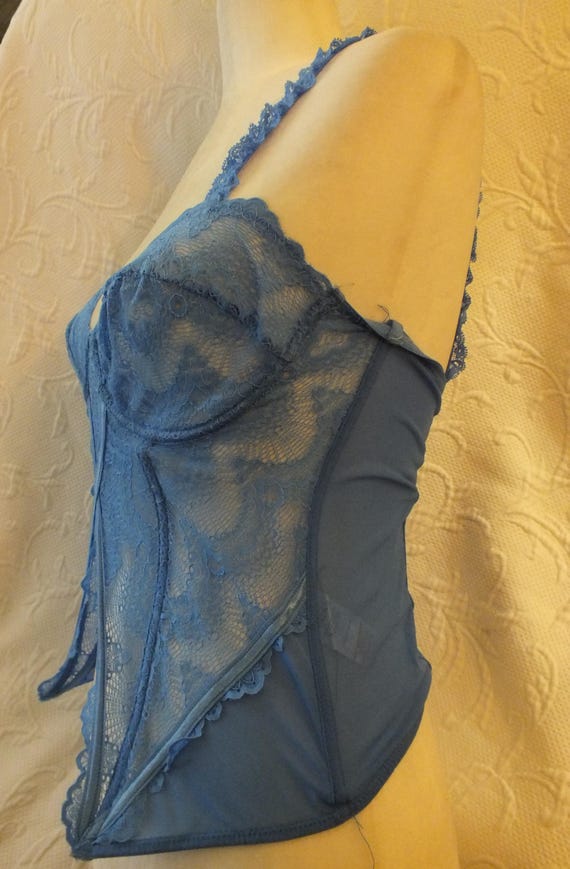 Bright Blue Lace Corset Wired Size 8 View 5
