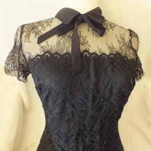 Black Lace Dress with Bow  Designer Dress by Sandro Paris