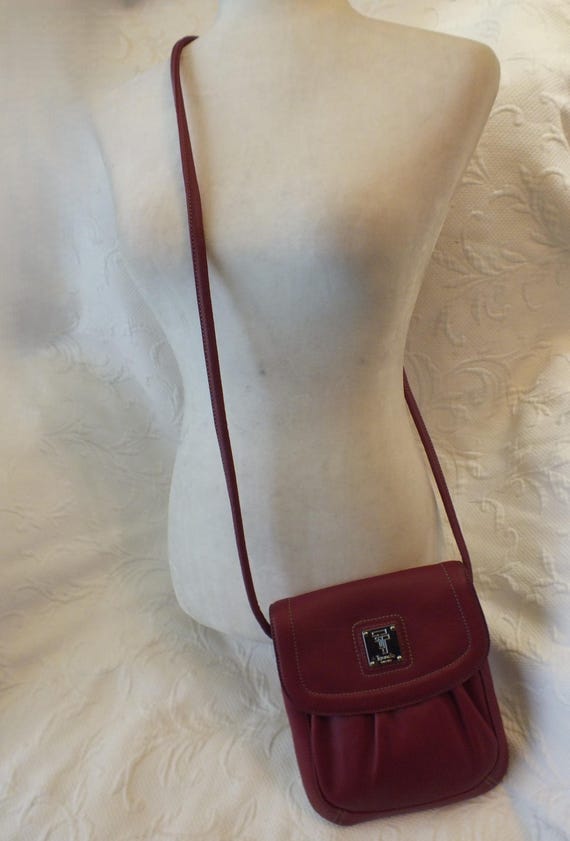 Leather Crossbody Bag by Tignanello in a Deep Red… - image 4