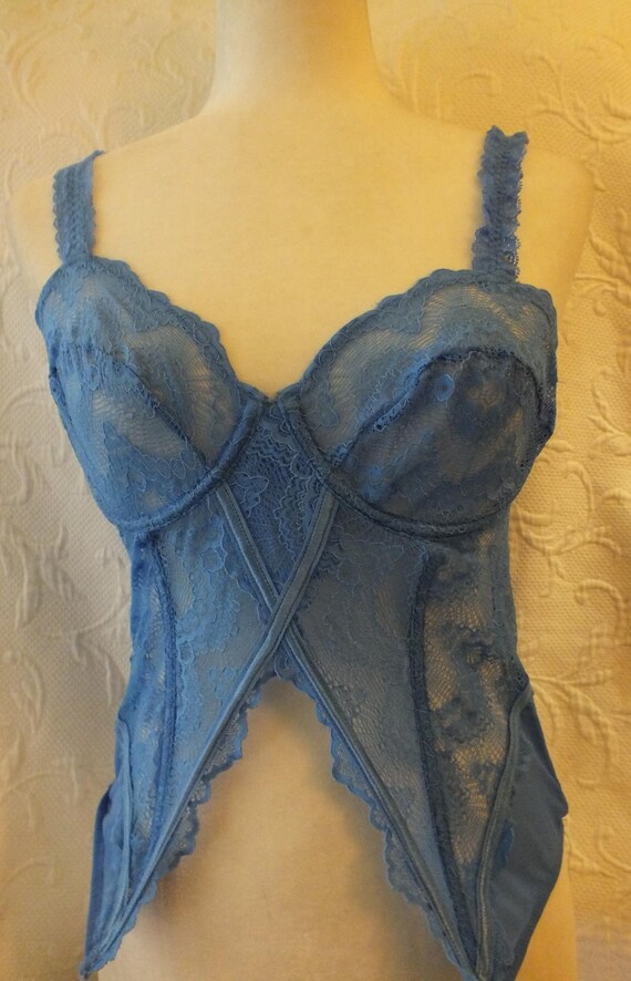 Bright Blue Lace Corset Wired Size 8 View 4