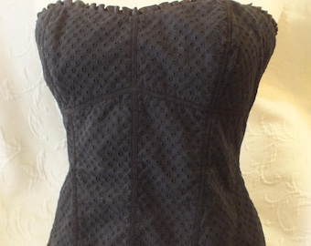 Vintage Eyelet Strapless  Corset Top in Black Size 4 Tube Top
