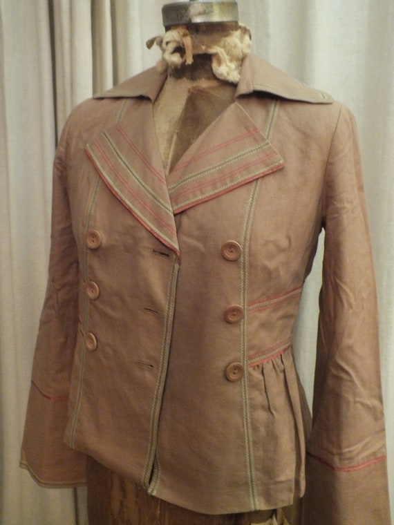 Vintage Linen Jacket Double Breasted Blazer Jacke… - image 1