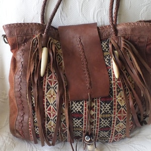Hippie Tassel Bag Large Boho Bone Bag Leather Free People Large Bag