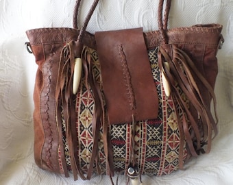 Hippie Tassel Bag Large Boho Bone Bag Leather Free People Large Bag