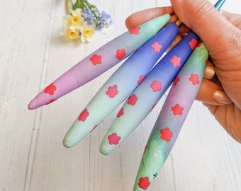 Gradients and flowers ellipse crochet hook various sizes