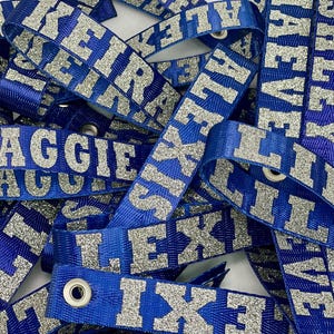 Bring It & Bring It Bling! with Name in GLITTER Vinyl! Custom Nylon Pom Pom and Name Handle Tags