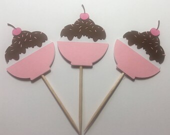 Set of 12 Sundae Cupcake Toppers