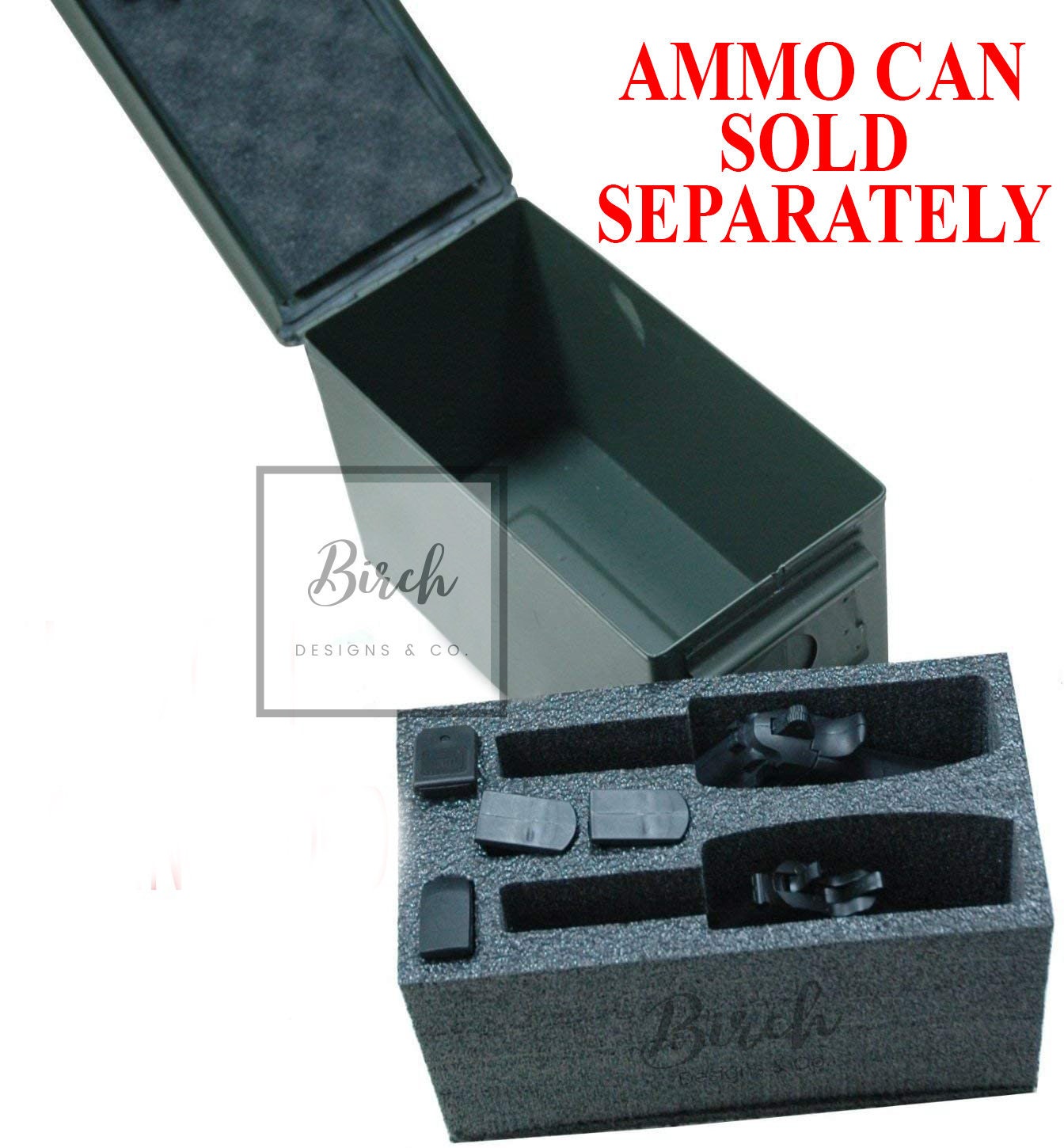 Ammo Can .50 Cal Precut Foam Insert for 2 Pistols Father's Day Gift