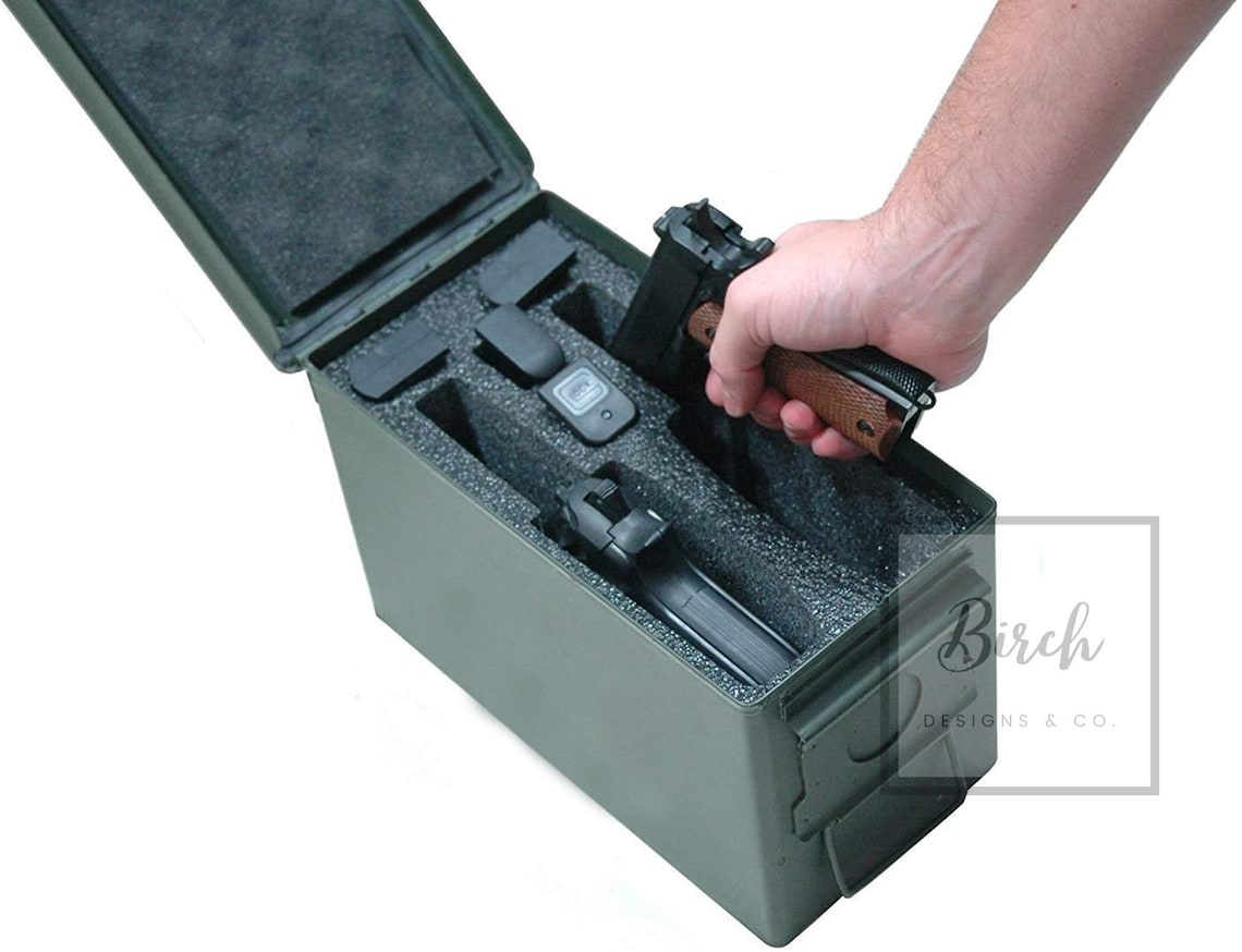 Ammo Can .50 Cal Precut Foam Insert for 2 Pistols Father's Day Gift
