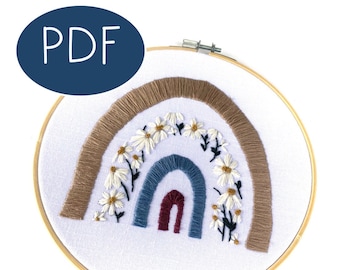 PDF DIGITAL Pattern Floral Rainbow DIY - Thread Unraveled - Beginner Embroidery Pattern