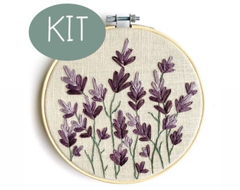 Wild Lavender Embroidery Kit with Embroidery Pattern and Embroidery Supplies - Beginner Friendly - tutorials