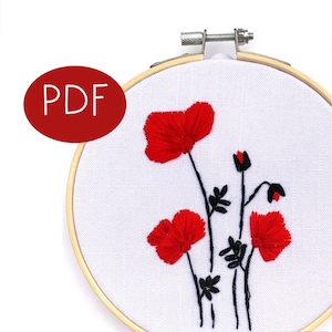 PDF DIGITAL Pattern Forever Poppies DIY - Thread Unraveled - Beginner Embroidery Pattern