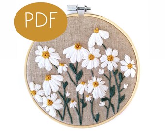 PDF DIGITAL Pattern Wild Daisies DIY - Thread Unraveled - Beginner Embroidery Pattern