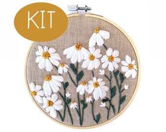 Wild Daisy / Sunflower Embroidery KIT with Embroidery Pattern and Embroidery Supplies