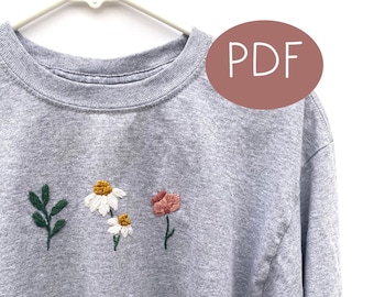 PDF DIGITAL Pattern Spring Dreams DIY - Thread Unraveled - Beginner Embroidery Pattern - Embroidered Shirt - T-Shirt