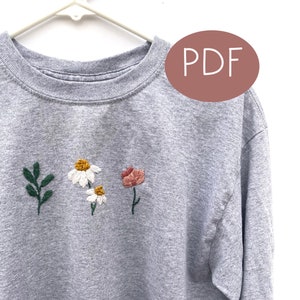 PDF DIGITAL Pattern Spring Dreams DIY - Thread Unraveled - Beginner Embroidery Pattern - Embroidered Shirt - T-Shirt