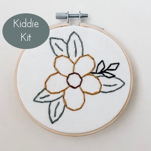 Blossom Embroidery KIT FOR KIDS with Pre-Printed Fabric and Embroidery Supplies