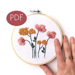 PDF DIGITALE Stickanleitung Wilde Mohnblumen DIY - Faden Unraveled - Anfänger Stickmuster