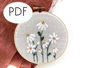 PDF DIGITAL Pattern Little Daisies DIY - Thread Unraveled - Beginner Embroidery Pattern