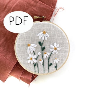 PDF DIGITAL Pattern Little Daisies DIY - Thread Unraveled - Beginner Embroidery Pattern