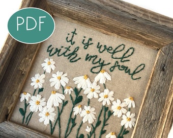 PDF DIGITAL Embroidery Pattern - It Is Well With My Soul - Embroidery pdf Pattern diy - Thread Unraveled