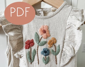 Flower Patch PDF Embroidery Clothing and Hoop Art Pattern DIY - Thread Unraveled