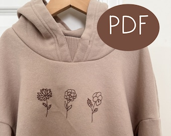 PDF DIGITAL Pattern Birth Month Flowers DIY - Thread Unraveled - Beginner Embroidery Pattern - Mother's Day Gift