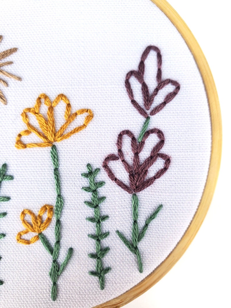 My Little Garden Embroidery KIT FOR KIDS with Pre-Printed Fabric and Embroidery Supplies image 2