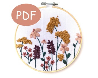 PDF DIGITAL Pattern - Grandma's Garden - Wild Flowers - Thread Unraveled - Beginner Embroidery Pattern