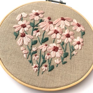 PDF DIGITAL Pattern Floral Heart DIY Thread Unraveled Beginner Embroidery Pattern image 4