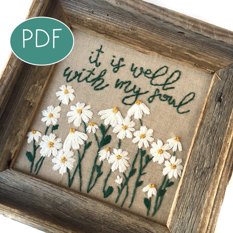 PDF DIGITAL Embroidery Pattern It Is Well With My Soul Embroidery pdf Pattern diy Thread Unraveled image 1