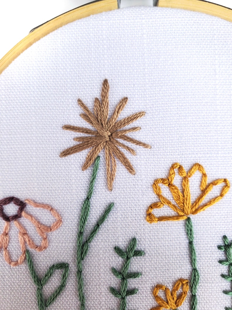 My Little Garden Embroidery KIT FOR KIDS with Pre-Printed Fabric and Embroidery Supplies image 3