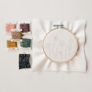 My Little Garden Embroidery KIT FOR KIDS with Pre-Printed Fabric and Embroidery Supplies image 6