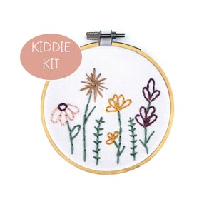 My Little Garden Embroidery KIT FOR KIDS with Pre-Printed Fabric and Embroidery Supplies image 1