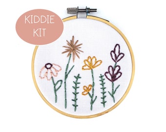 My Little Garden Embroidery KIT FOR KIDS with Pre-Printed Fabric and Embroidery Supplies