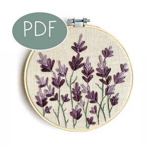 PDF DIGITALE Stickanleitung Wilder Lavendel DIY - Faden Unraveled - Anfänger Embroidery Pattern
