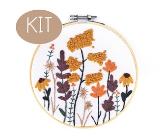 Spring Florals Embroidery Kit with Embroidery Pattern and Embroidery Supplies