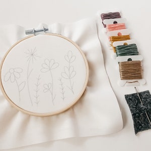 My Little Garden Embroidery KIT FOR KIDS with Pre-Printed Fabric and Embroidery Supplies image 5