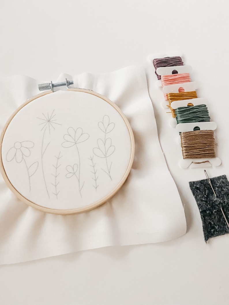 My Little Garden Embroidery KIT FOR KIDS with Pre-Printed Fabric and Embroidery Supplies image 5