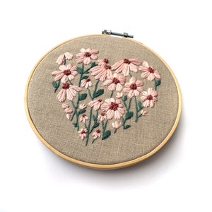 PDF DIGITAL Pattern Floral Heart DIY Thread Unraveled Beginner Embroidery Pattern image 3