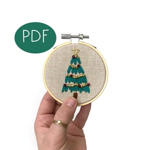 PDF DIGITAL Embroidery Pattern - Christmas Tree Ornament -- Christmas Ornament - Beginner Embroidery Pattern -Thread Unraveled