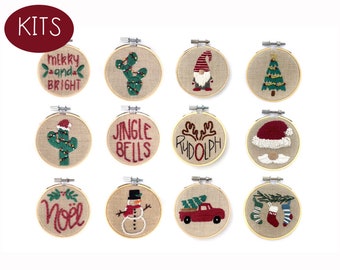 Ornament DIY KITS Embroidery -- Christmas Ornaments -- Beginner Embroidery Kit --Thread Unraveled