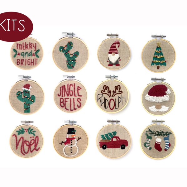 Ornament DIY KITS Embroidery -- Christmas Ornaments -- Beginner Embroidery Kit --Thread Unraveled