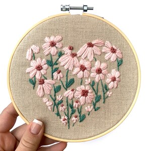 PDF DIGITAL Pattern Floral Heart DIY Thread Unraveled Beginner Embroidery Pattern image 2